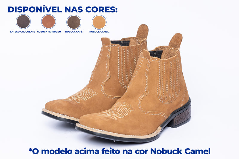 Bota Texana Feminina Com Bordado Branco